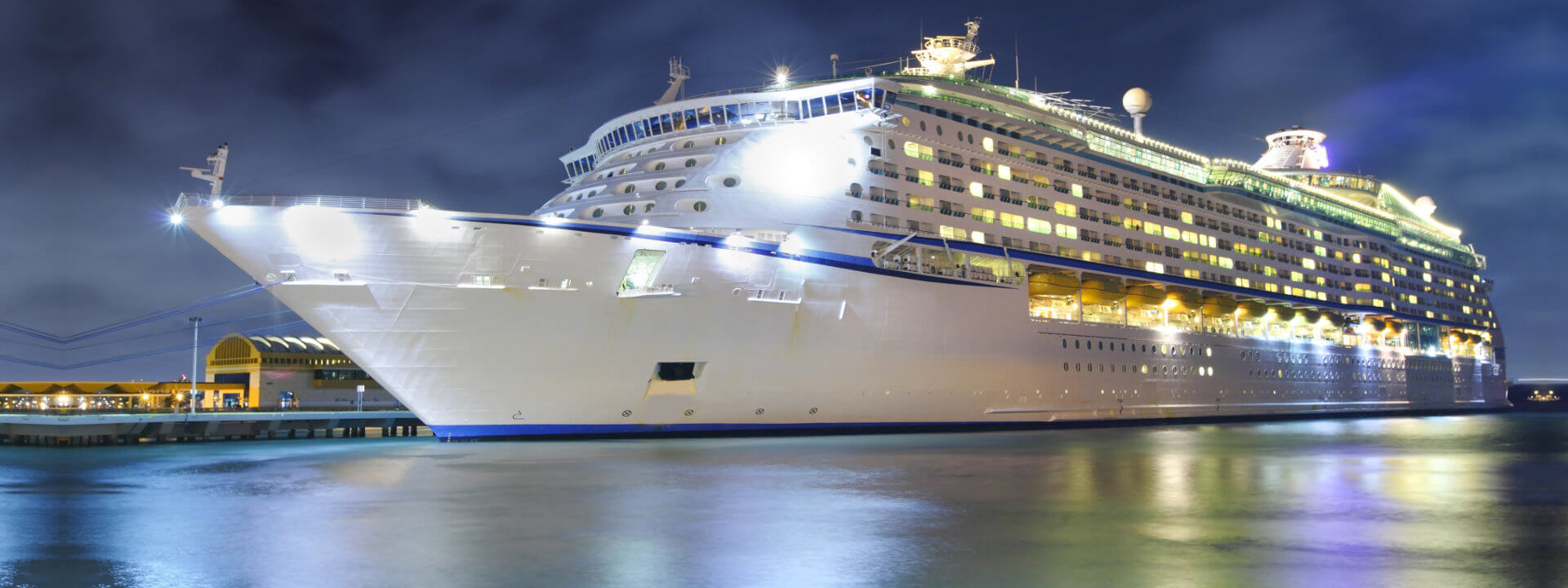 cruise ship at night